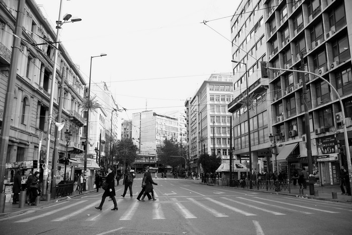 Το τέρμα της οδού Πανεπιστημίου προς την πλατεία Ομονοίας, 2012  πηγή: αρχείο Κωνσταντίνας Θεοδώρου